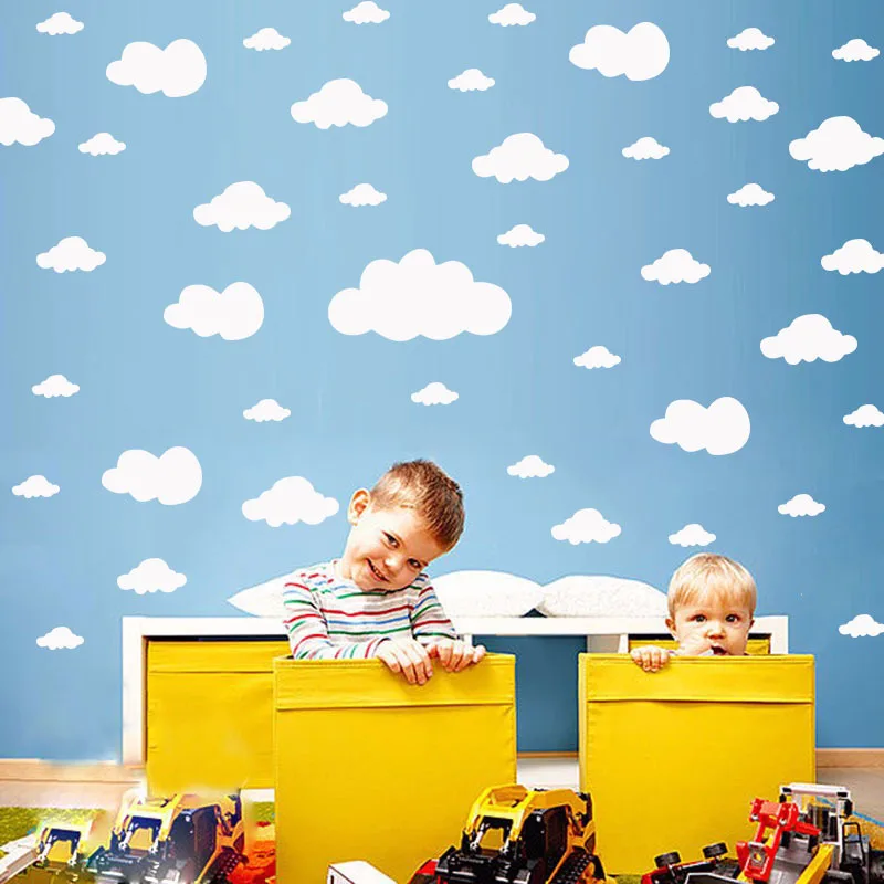 

68pcs/set Cartoon Clouds Wall Stickers Mixed Size 2.5-25cm Kids Baby Rooms Decor Art Mural Home DIY Sticker PVC Wallpaper
