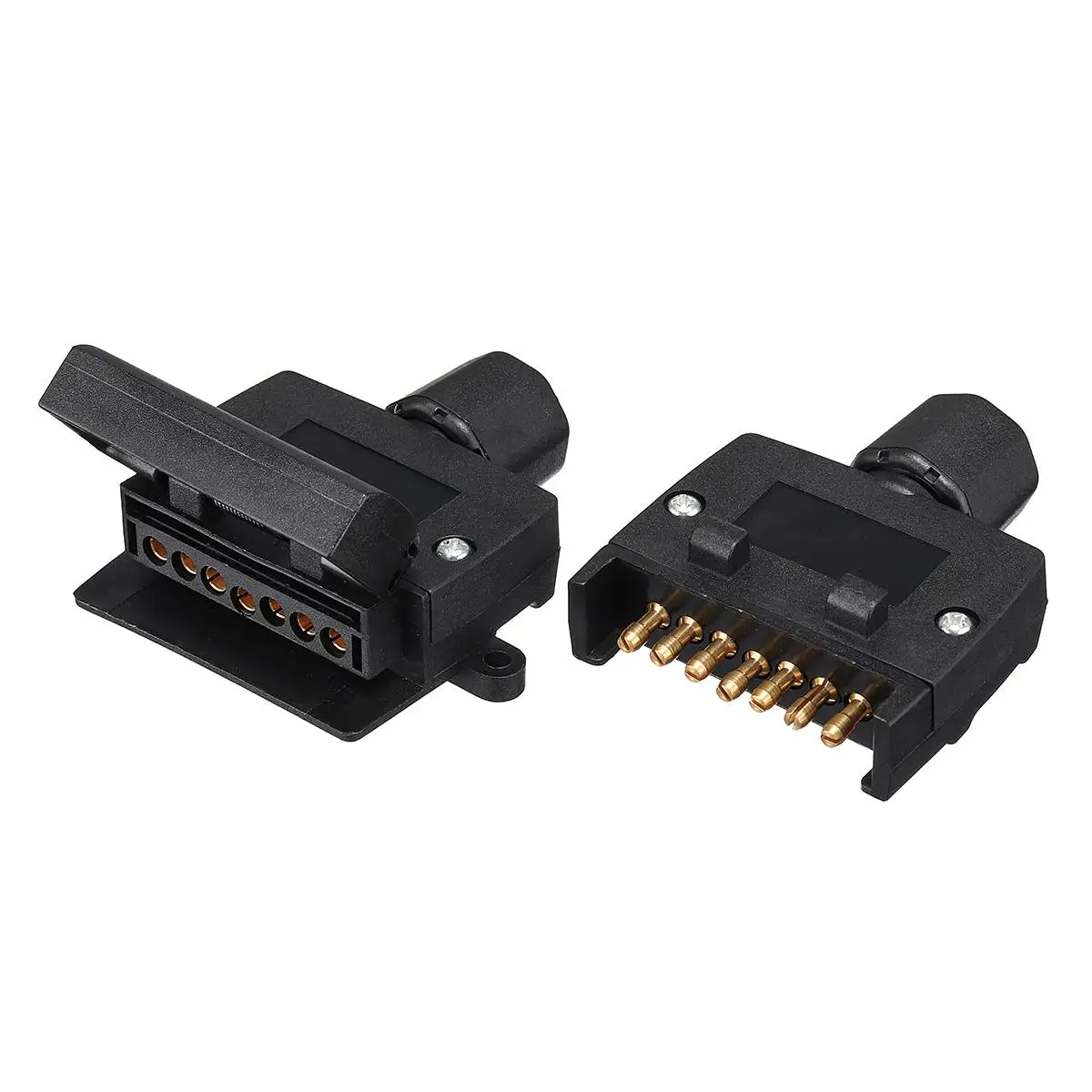 7 Pin Flat Male+7 Plug Female Trailer Connector Adapter Boat Car Socket | Cables Adapters &amp Sockets