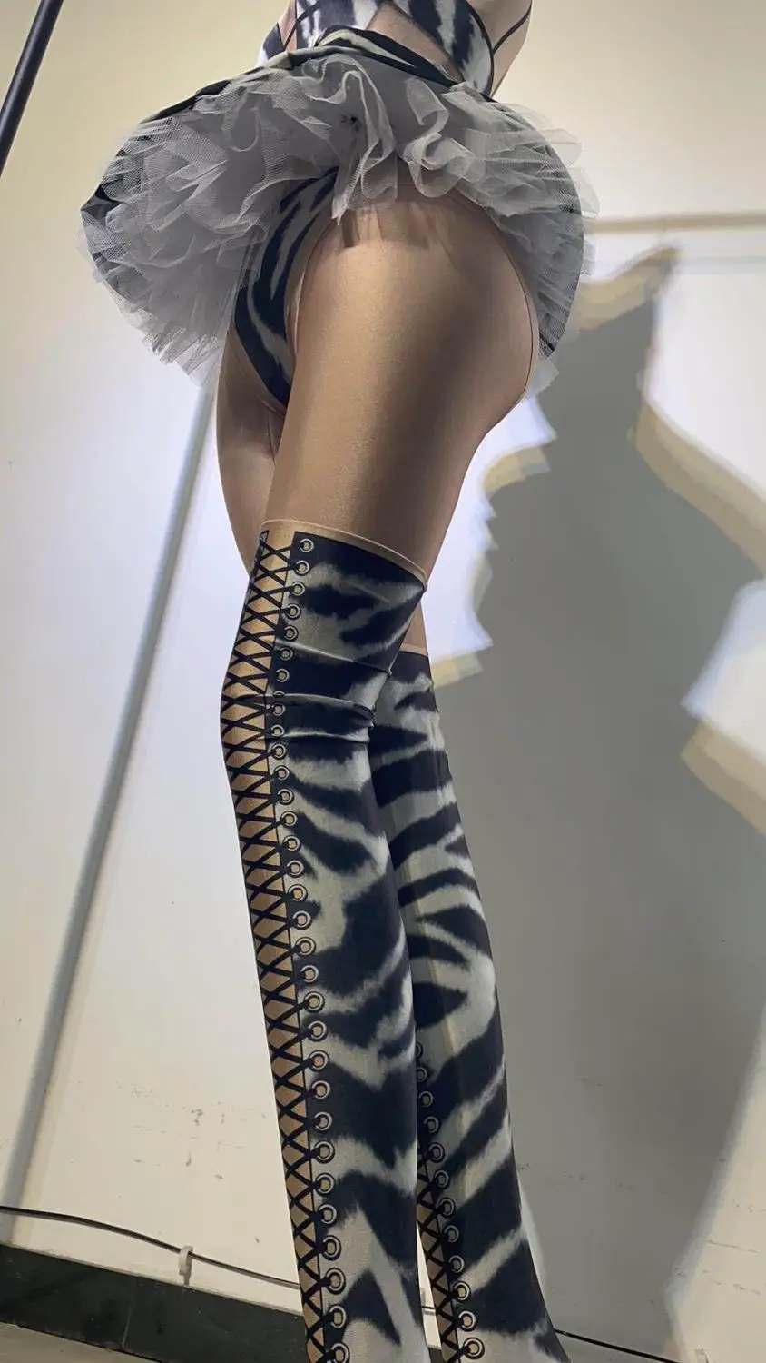 

DJ Women Celebrate Singer Leotard Jazz Dance Costume Multi-Color Mesh Bodysuit Cosplay Bar Nightclub Party Outfit Stage Wear