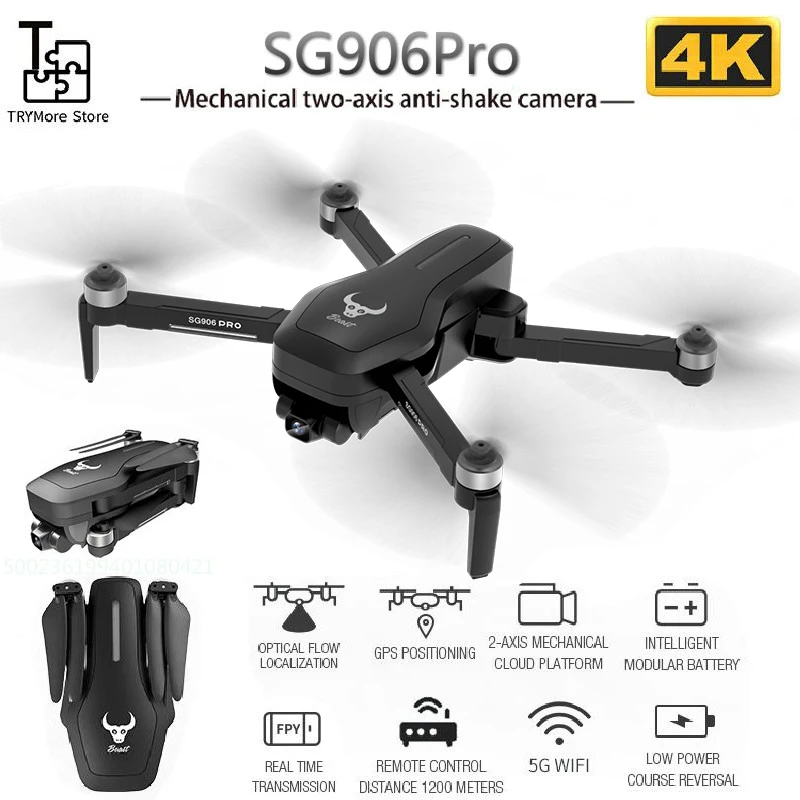 Квадрокоптер Sg906pro складной Wi Fi Fpv Gps 4k|Радиоуправляемые вертолеты| |