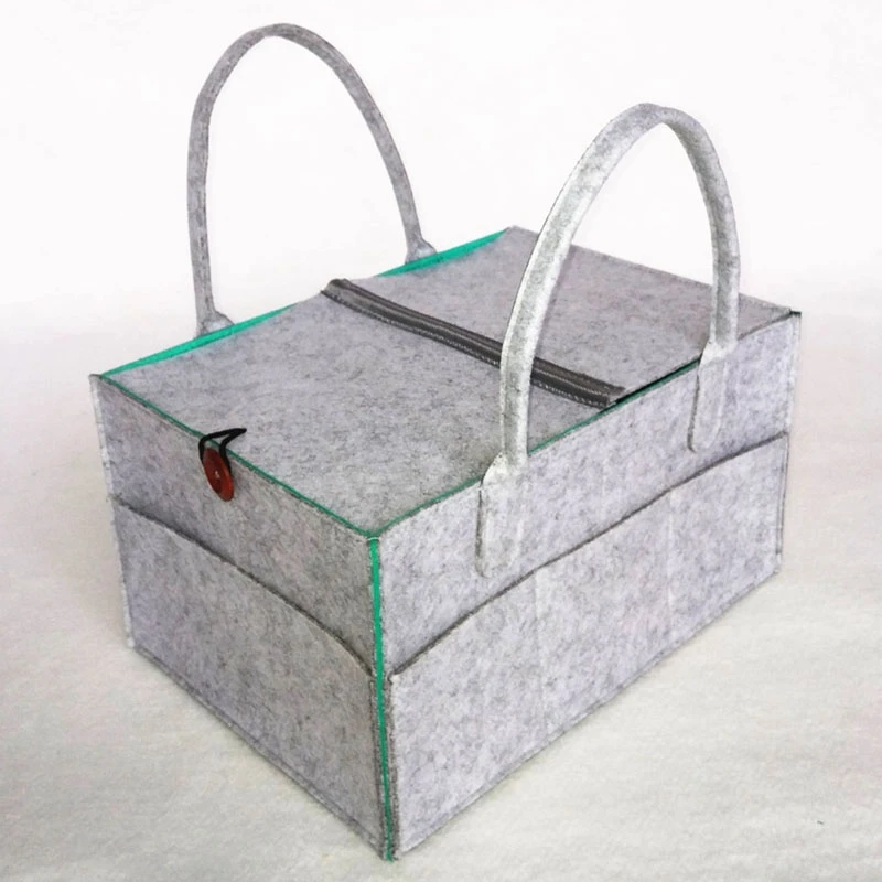 

Foldable Felt Baby Diaper Caddy Organiser Removable Lid Storage Bag Kid Toys Portable Bag Box for Car Travel Changing Table Orga