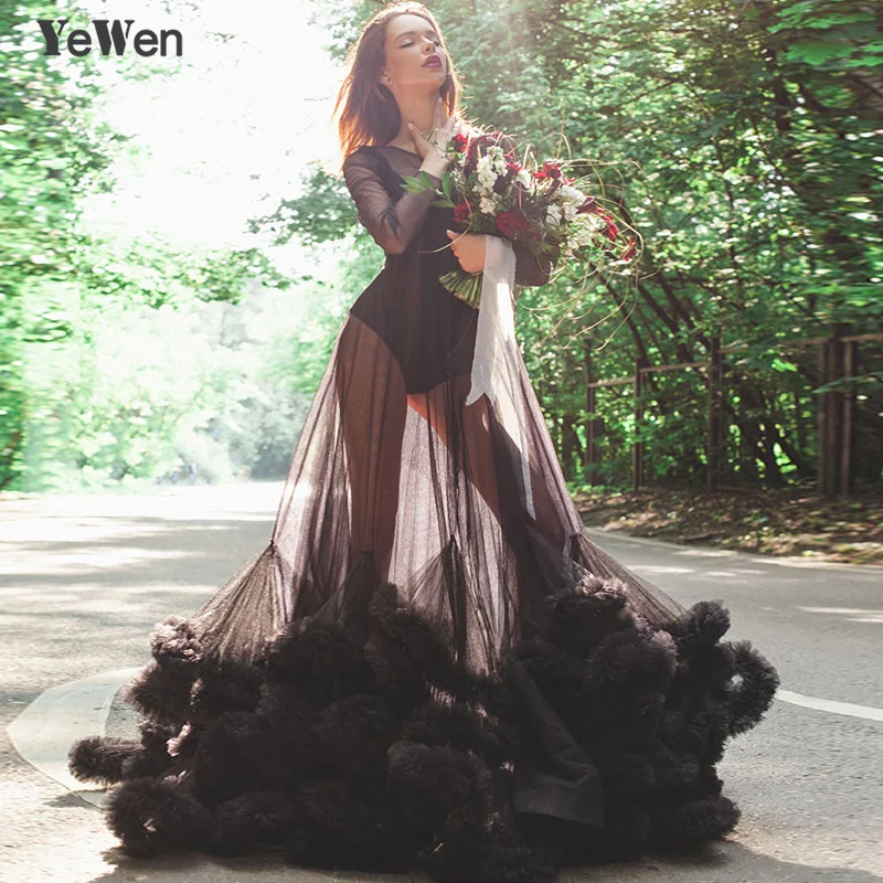 Сексуальное темно розовое черное прозрачное голубое платье с длинными рукавами