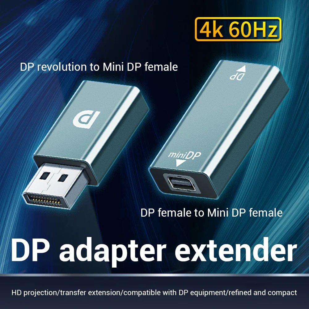 

DP Adapter Displayport Male/Female to Mini DP Female 4K 60hz HD Protector Extension Converter for Laptop PC TV Gaming Monitor