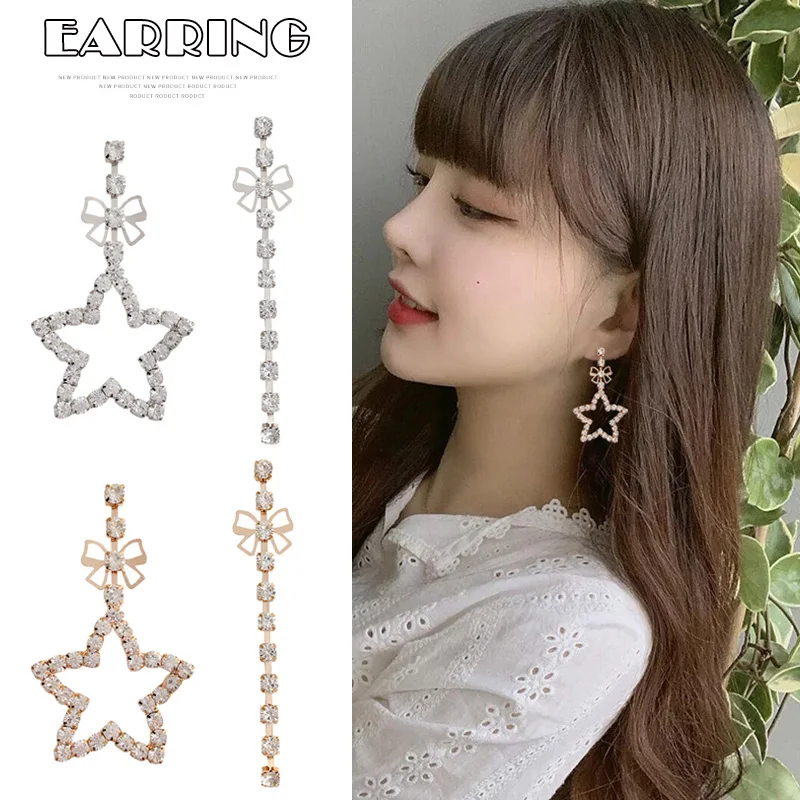 С украшением в виде банта асимметричные серьги длинной кисточкой подвески форме