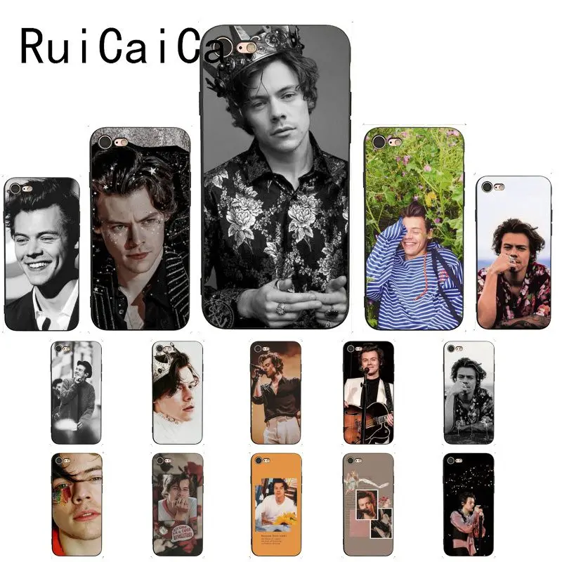 Ruicaica Singer Harry Styles черный мягкий силиконовый чехол из ТПУ для телефона iphone 8 7 6 6S 6Plus 5