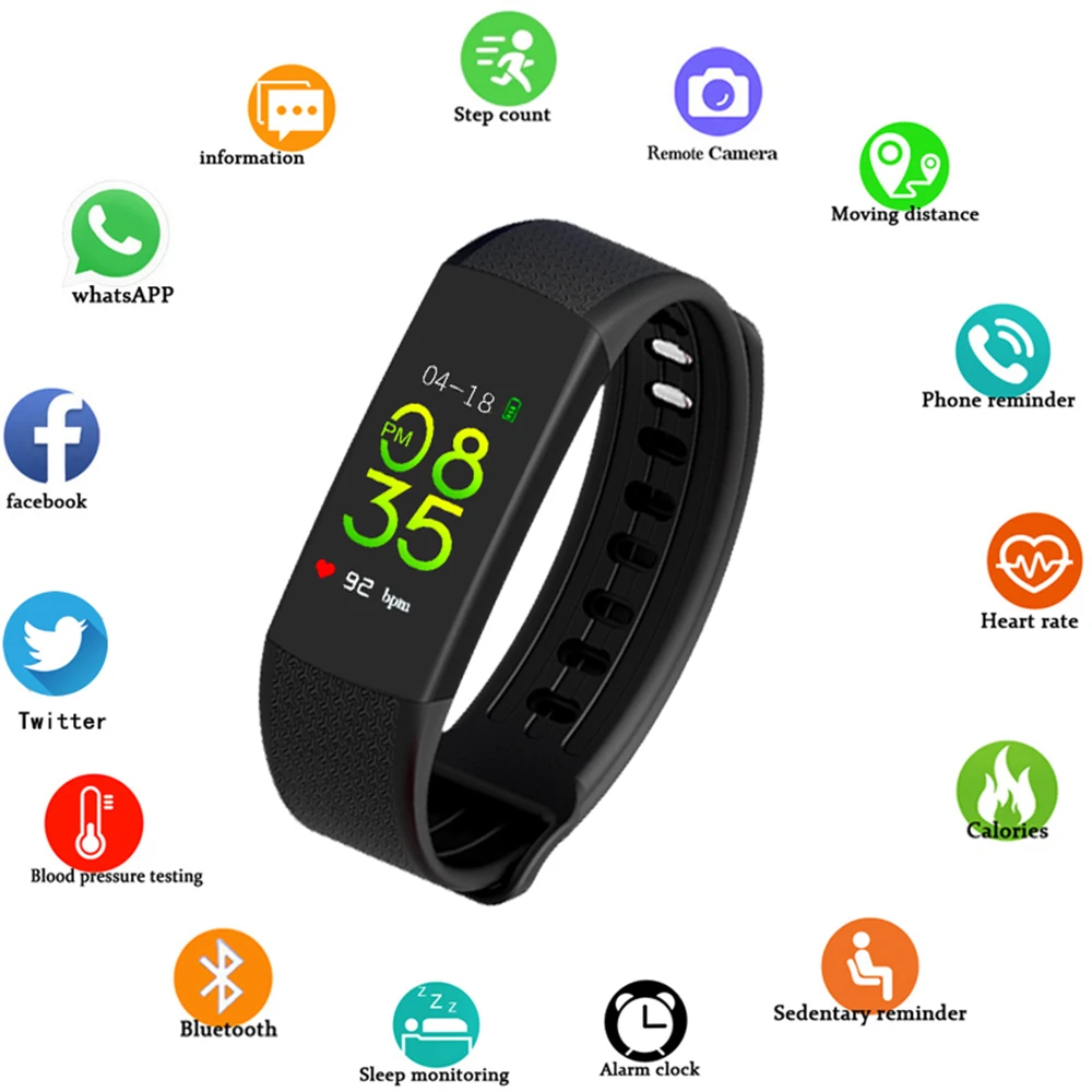 Смарт Браслет Водонепроницаемый с пульсометром для мужчин и