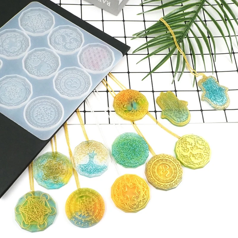

Flower of Life Pendant Crystal Epoxy Resin Mold Jewelry Necklace Earrings Silicone Mould DIY Crafts Casting Tool