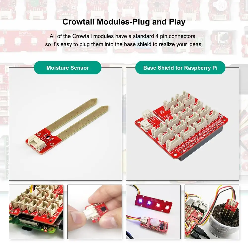 Стартовый комплект Elecrow Crowtail для Raspberry Pi Plug and Play набор самодельных датчиков с 22