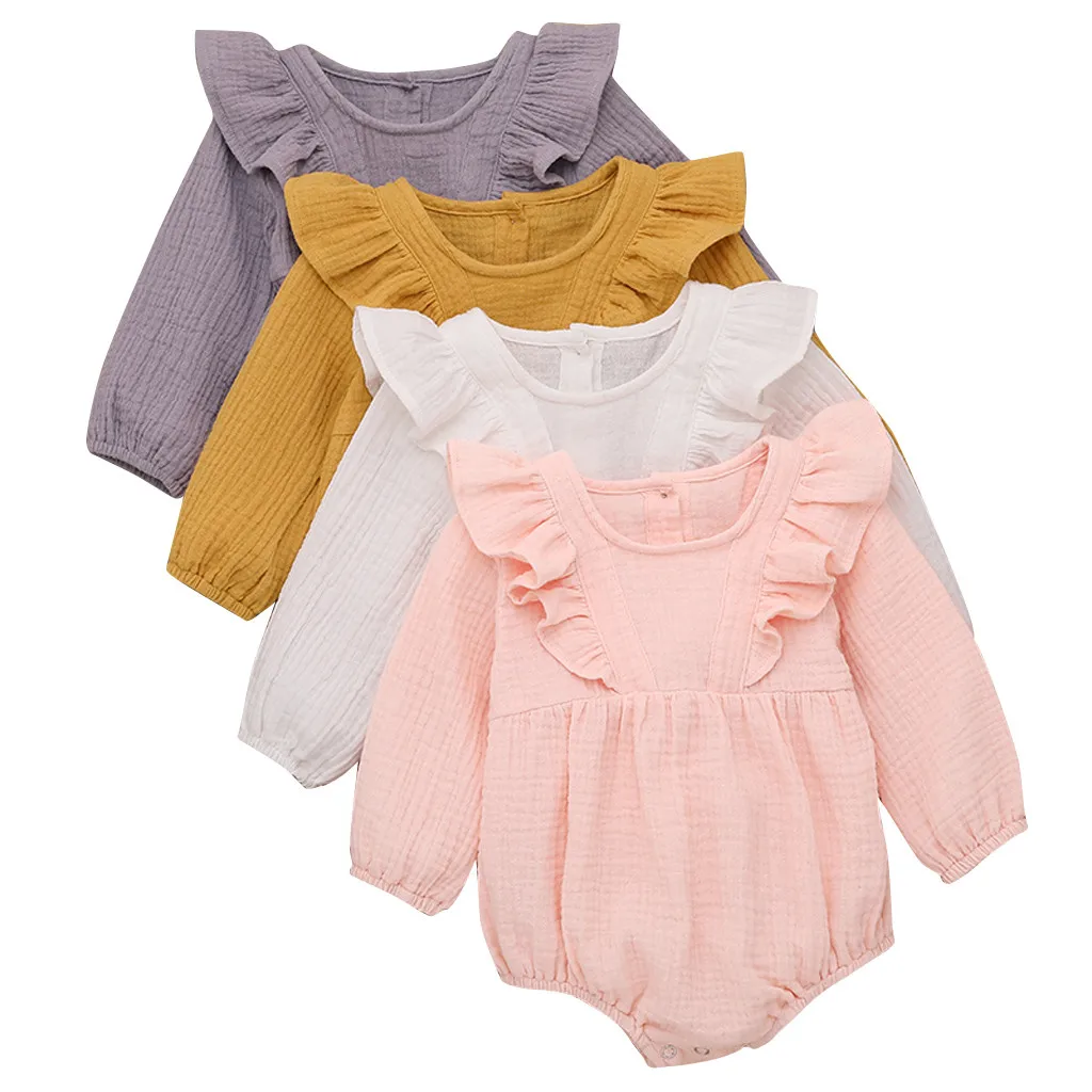 Детский однотонный комбинезон с длинным рукавом на пуговицах | Мать и ребенок