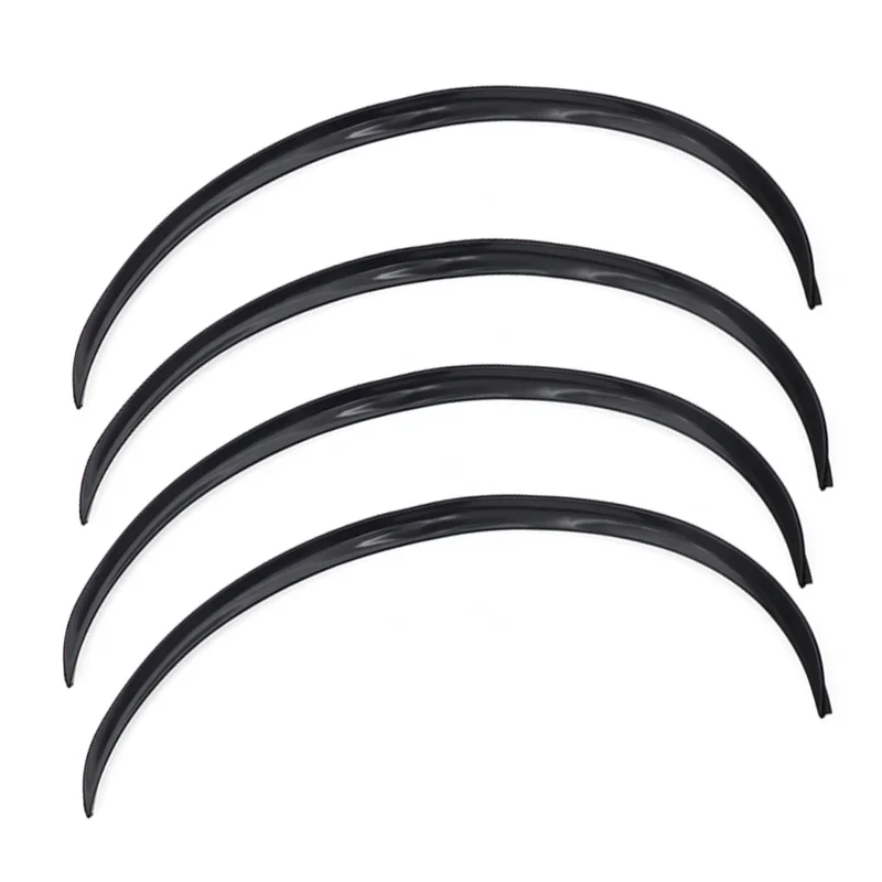 

4pcs Universal Car Truck Black/ Carbon Fiber Body Kit trim Fender Flare Rubber Wheel Eyebrow anti-scratch Strip lip Stickers