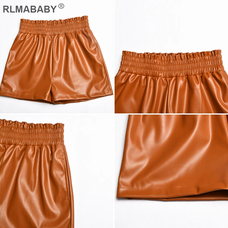 

Spring Summer Sexy High Waist Faux Leather PU Shorts Casual Streetwear Straight Shorts Fashion Elegant Women Party Black Shorts