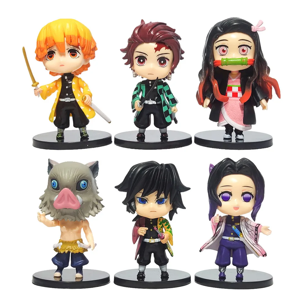 

Anime Demon Slayer 6pcs/Set 10cm Kimetsu No Yaiba Figure Q Posket Kamado Tanjirou Kamado Nezuko Agatsuma Figures Toys Antistress