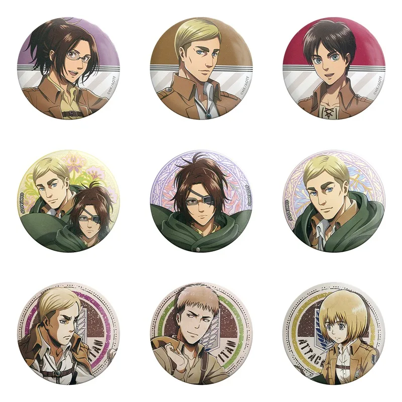 Attack on Titan Anime Erwin Smith Eren Levi Armin Arlelt Zoe Hange Hans Jean Kirstein Blouse Metal Pins Anime Fans Collections