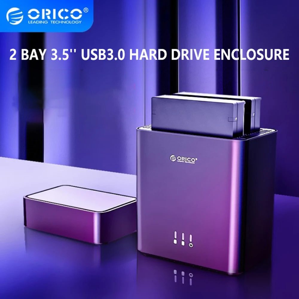 

ORICO Enclosure Magnetic-type USB3.0 to SATA3.0 HDD Case DS Series 2 Bay 3.5'' USB3.0 Hard Drive Support UASP 12V4A Power 20TB