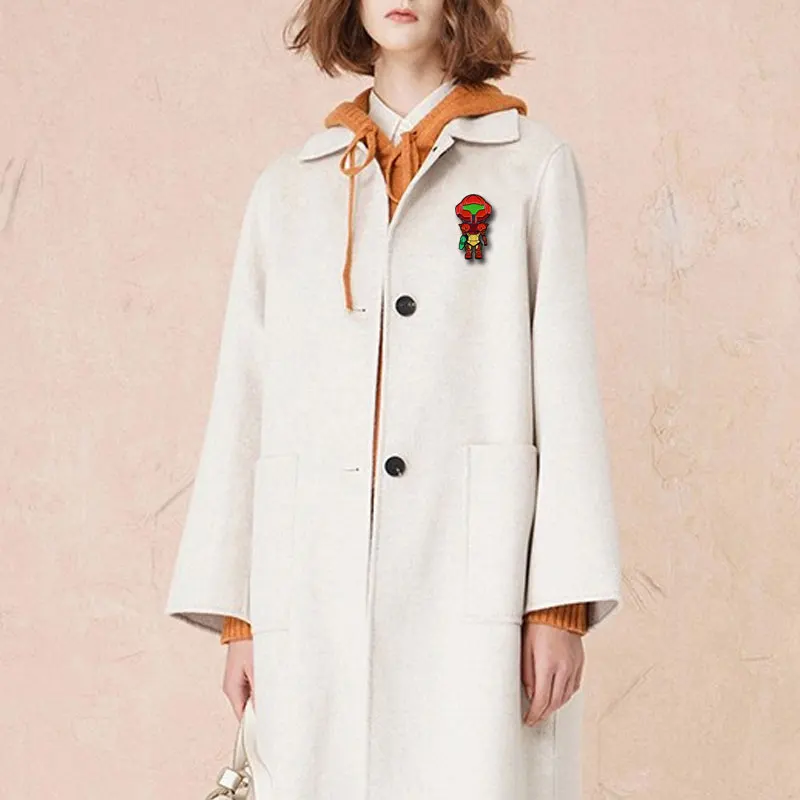 Эмалированная брошь Samus Aran Metroid в виде робота из аниме-игры | Украшения и