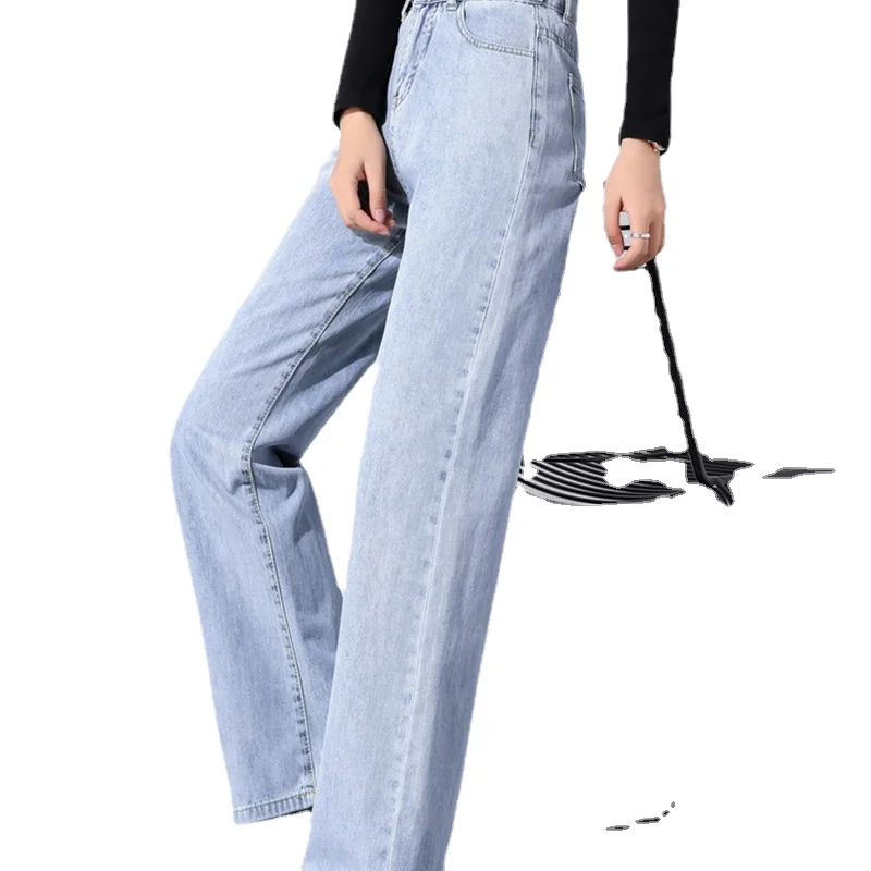 

Straight Jeans Women Plus Size High Waisted Denim Pants Wide Leg Vintage Streetwear Full Length Trousers Spring Summer