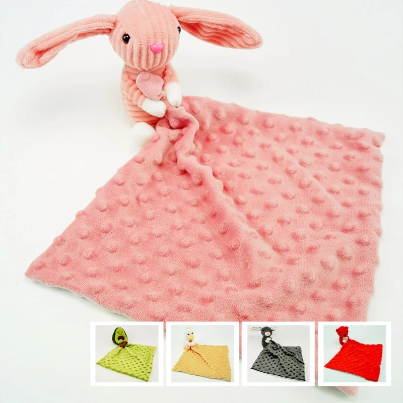 Toalla para calmar a beb&eacute;, mu&ntilde;eco de Animal suave, mordedor para beb&eacute;s, manta c&oacute;moda para dormir, juguetes de lactancia-3