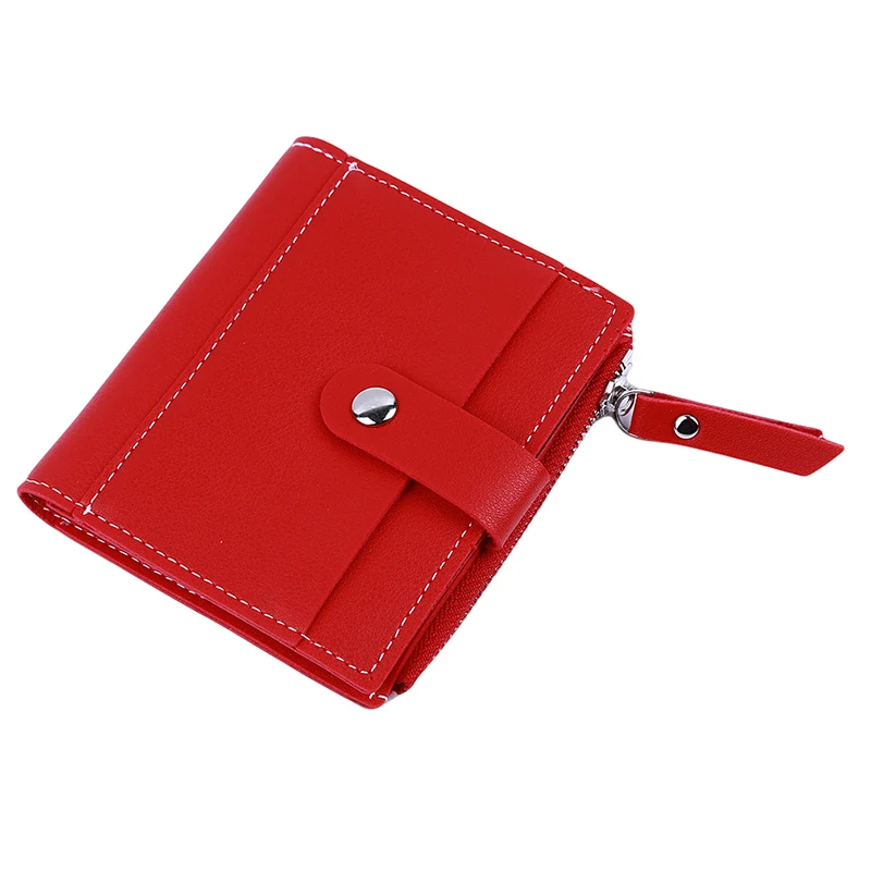 Женский кошелек из искусственной кожи с застежкой маленький и тонкий карманом