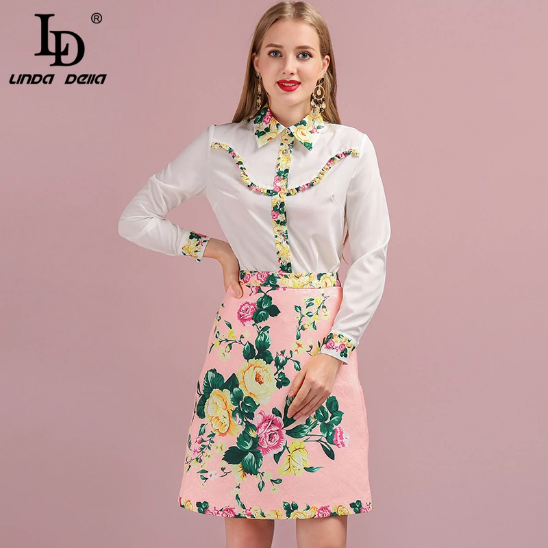 LD LINDA DELLA модный подиумный летний повседневный костюм Женская милая белая рубашка
