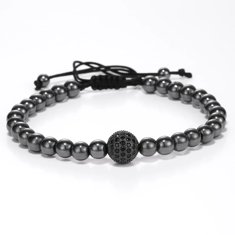 Mcllroy Ball мужские браслеты трендовые круглые бусы плетеные Macrame микро CZ проложенные