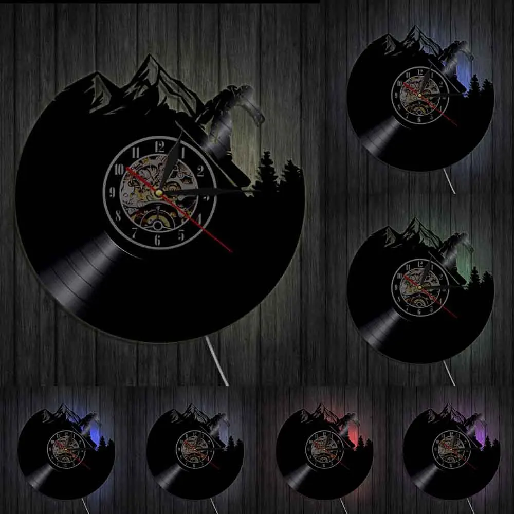 Снеговая Лыжная Alps светодиодный светильник знак настенные часы путешествия