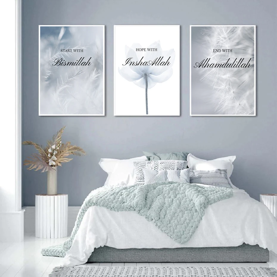 

Islamic Painting Wall Art Canvas Painting Poster Muslim Print Marble Background Modern Bedroom Living Room Home Decoration Paint
