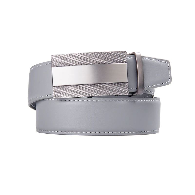 New Designer Popular Luxury Brand Cowhide Leather Belt Men Gray Automatic Buckle Business Casual Belts For Men 3.5 Width