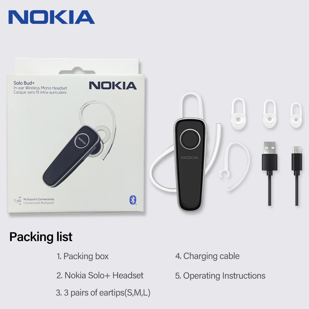 Деловые наушники Nokia APT-X с одним ухом настоящие беспроводные Bluetooth HIFI звук HD