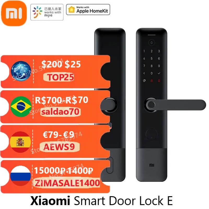 

Новый Умный дверной замок Xiaomi Mijia E пароль отпечатков пальцев Bluetooth разблокировка Обнаружение будильника работа приложение Mi Home управление ...