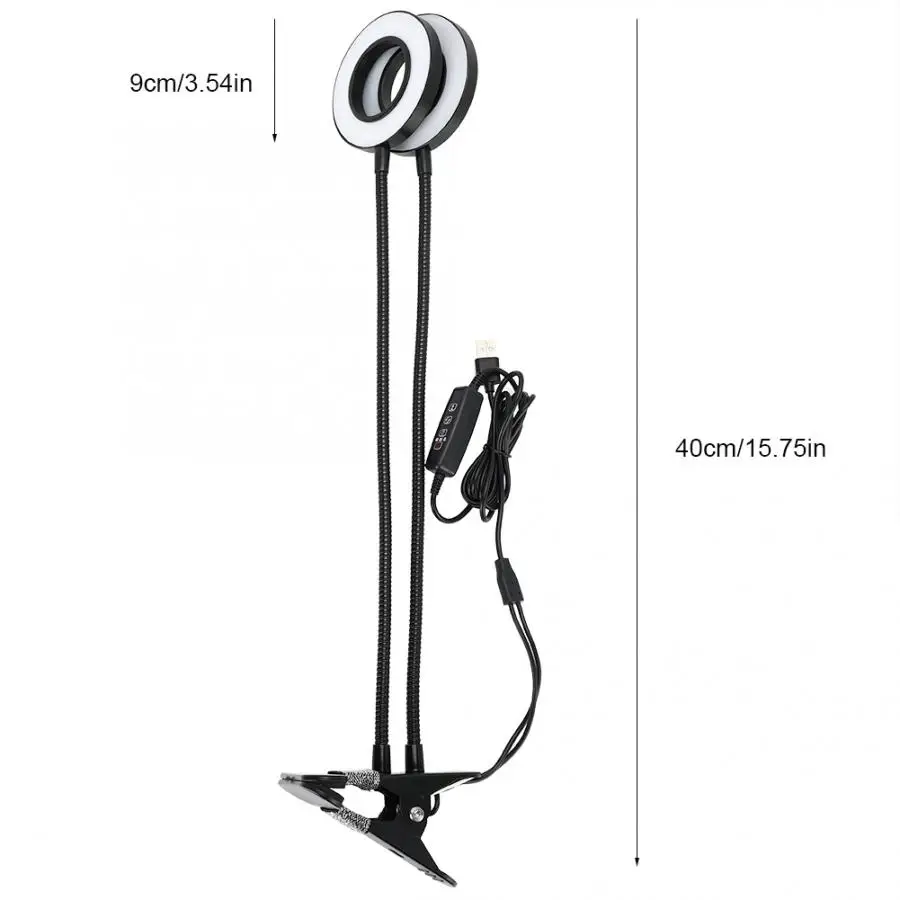 Светодиодная лампа с зажимом для выращивания растений 2 головки 18 Вт USB