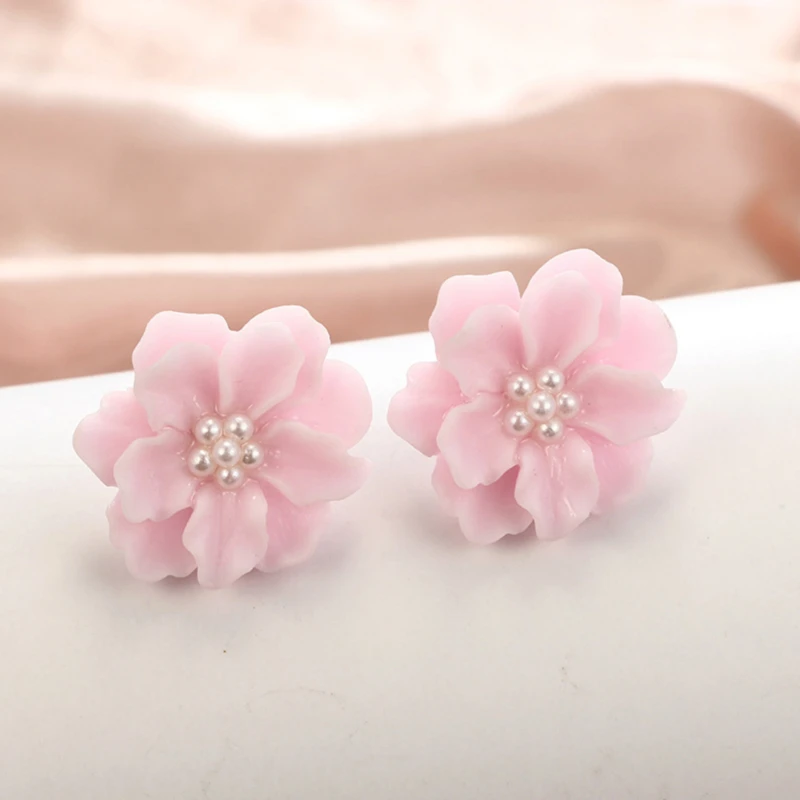 Ladies Stud Earrings Fashion Simple Korean Style Three-dimensional Camellia Women Wild Jewelry | Украшения и аксессуары
