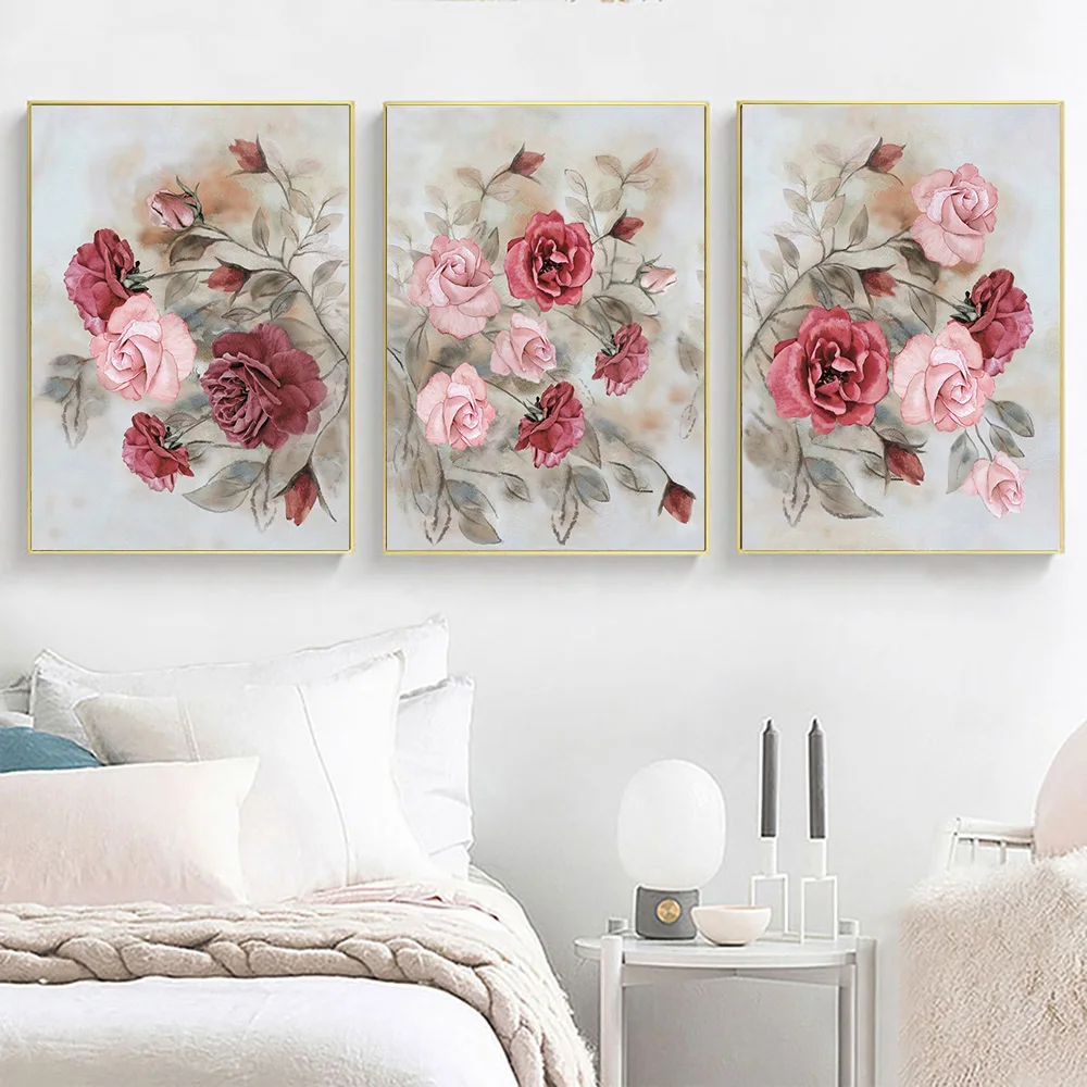 

Nordic Decor Flower Wall Posters Scandinavian Canvas Painting On The Wall Home Room Decor Modular Pictures Frameless