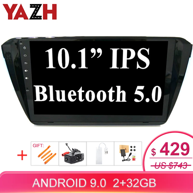 Автомобильный радиоприемник YAZH In Dash 10 1 дюйма IPS HD дисплей для Volkswagen Skoda Superb с Android 9
