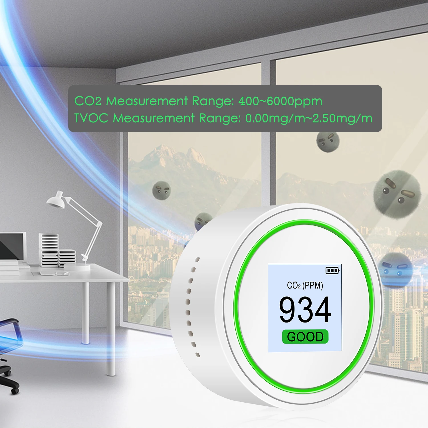 

Тестер CO2 и TVOC, детектор качества воздуха, тестер качества воздуха на ладони, высокоточный монитор качества воздуха