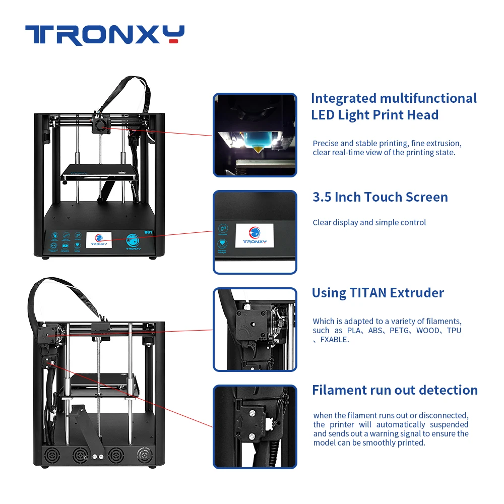 3D-принтер Tronxy D01 конструкция CoreXY промышленная линейная направляющая бесшумная