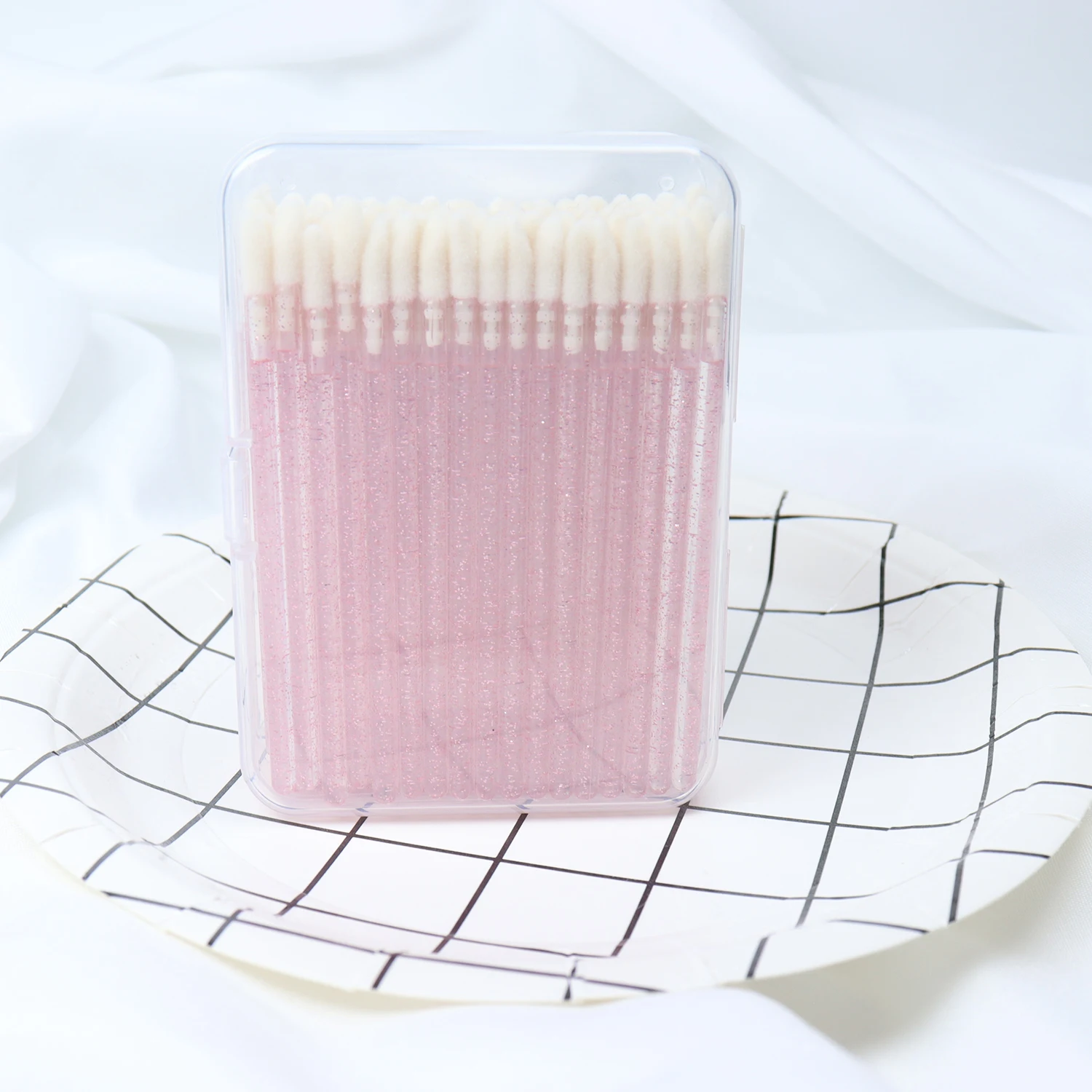 

100 Pieces Glitter Disposable Makeup Lip Brushes Lipstick gloss brush Lip Gloss Applicators Cosmetic Lip Brush Wands with Case