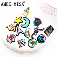 single sale 1pcs protect earth shoe charms accessories star moon tower tent shoe decoration for croc jibz kids party x mas gifts