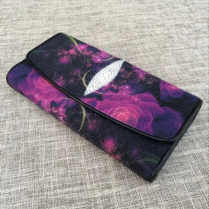 Таиландский оригинальный экзотический женский большой кошелек из кожи ската