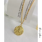 Ожерелье медальон Peri'sbox с золотым диском, колье из стерлингового серебра 925 пробы, подвеска в виде серебряной монеты, текстурированные ожерелья для женщин