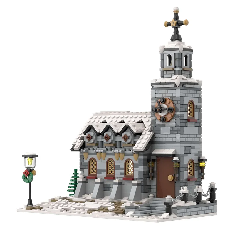 

Winter Village Scene Holiday Christmas Series City Train Reindeer Friends MOC Building Blocks Santa Claus Kid Toys Xmas Gifts