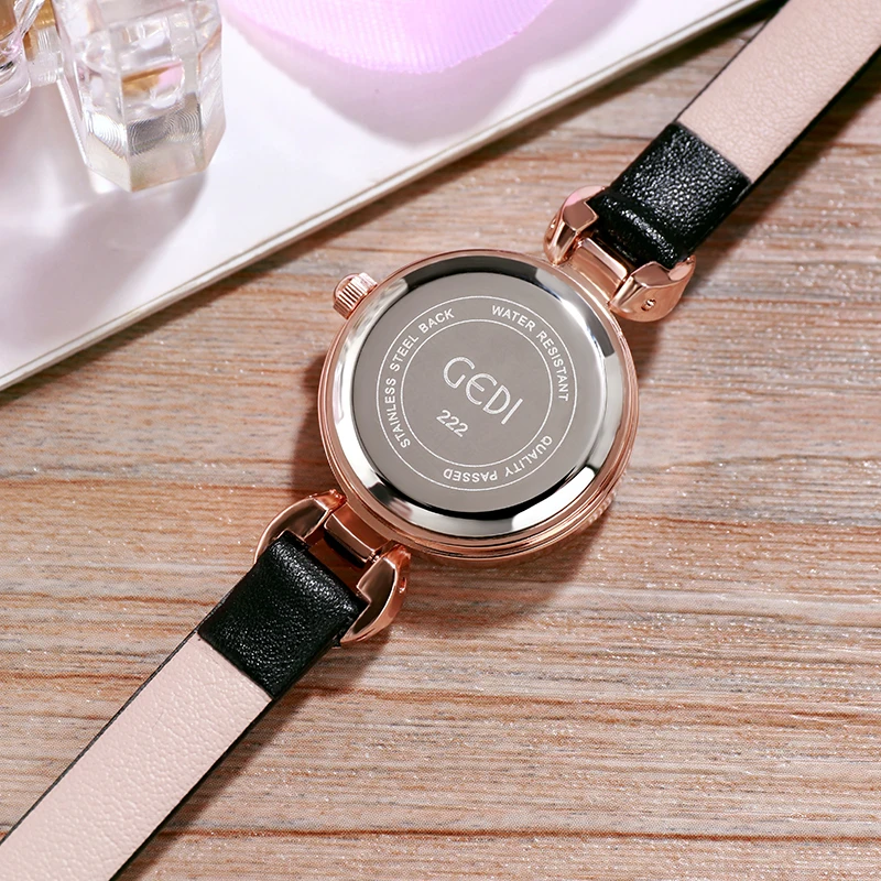 Relogio Feminino GEDI 8 мм ультратонкие женские кварцевые часы Лакшери модные часы Montre Femme женские элегантные часы браслет подарок