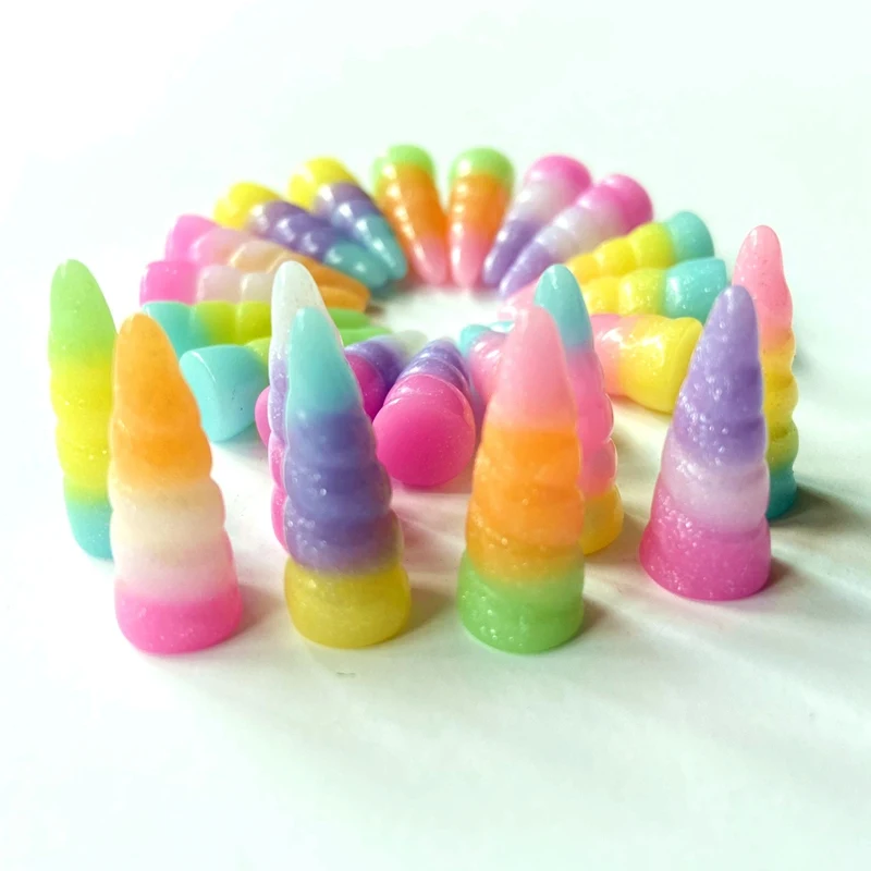 30 шт./лот 3D 10*24 мм Радужный Золотой Единорог Кукуруза красочные смолы DIY украшения