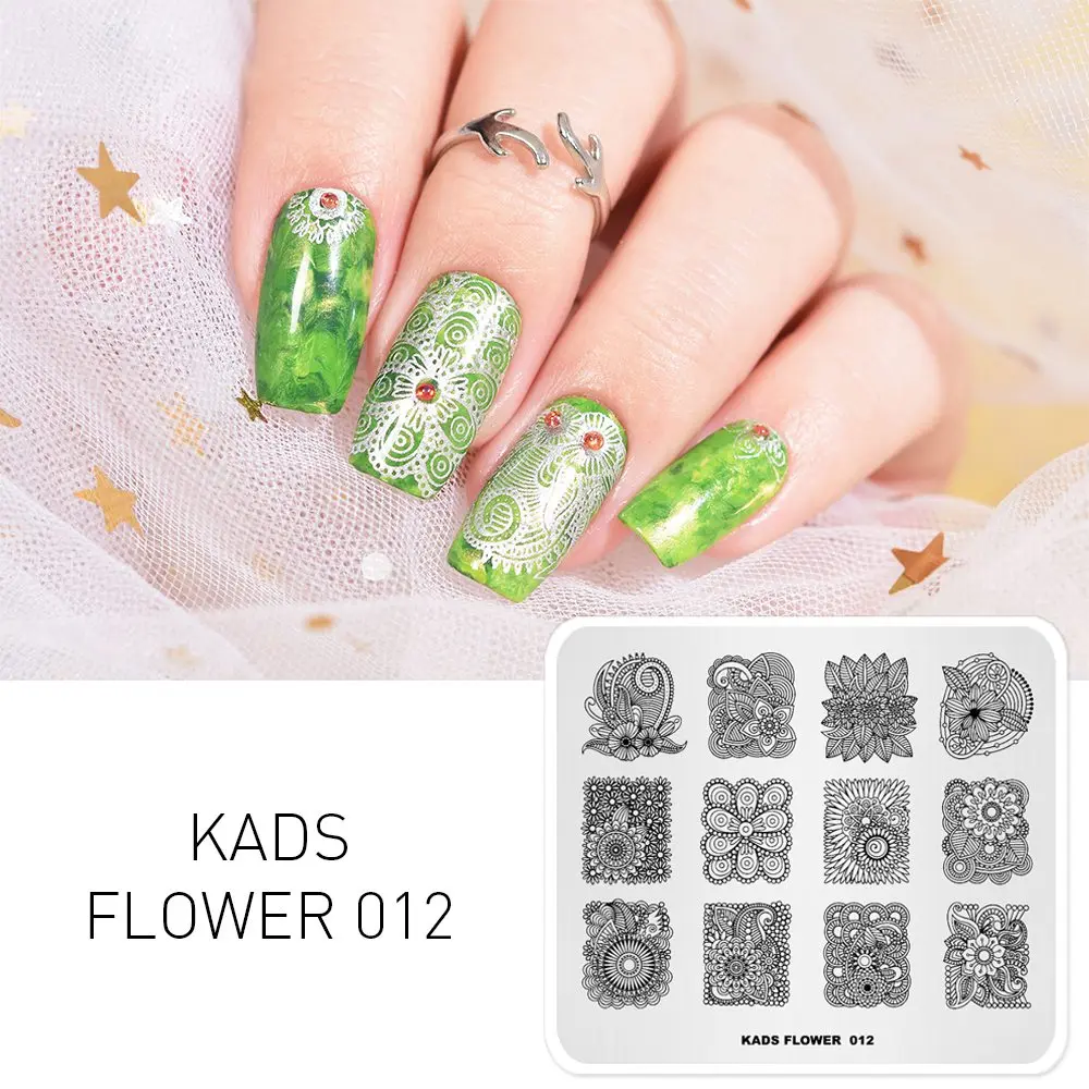 FLOWER 012 KADS стемпинг 32 дизайн для выбора 1 шт. Новое поступлени пластины для стемпинга штамп для стемпинга стемпинг для ногтей штамп для ногтей трафарет для ногтей Рождество цветы Хэллоуин мода стиль для маникюра - Цвет: FLOWER 012