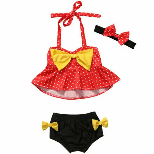 

3Pcs Baby Girls Kids Swimsuit Swimwear Bathing Suit Tankini Bikini Outfit Set