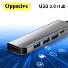 USB-концентратор Тип C, мультипортовый адаптер типа C к HDMI, 4K, видео адаптер RJ45 Lan Ethernet SD TF USB-C 3,0 Для MacBook ProAir OTG 2021