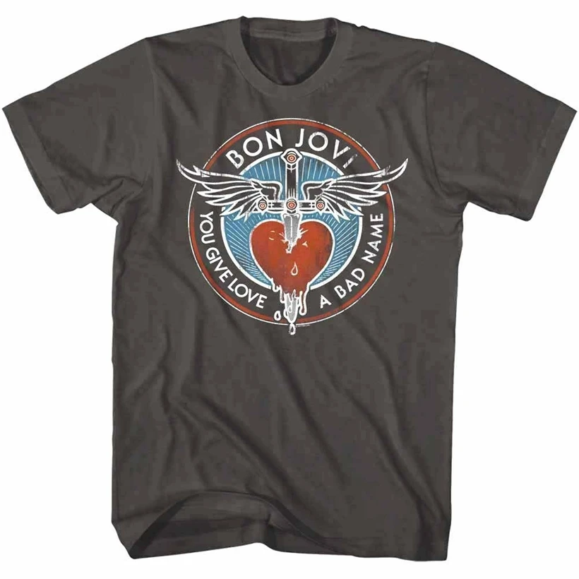 Мужская футболка с надписью Bon Jovi You Give Love a Bad Name Album музыкальный тур в стиле
