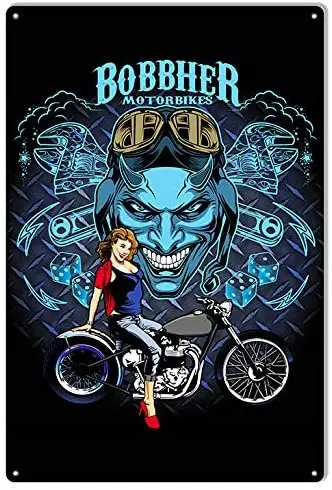 

ArtFuzz Motorcycle Pin Up Girl Garage Shop Metal Sign by Bernard Oliver 12x16