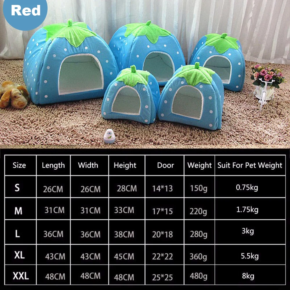 kawaii cute cat bed house for dogs strawberry pet cat house kennel winter warm soft cat beds for cats accessories cama gato pug free global shipping