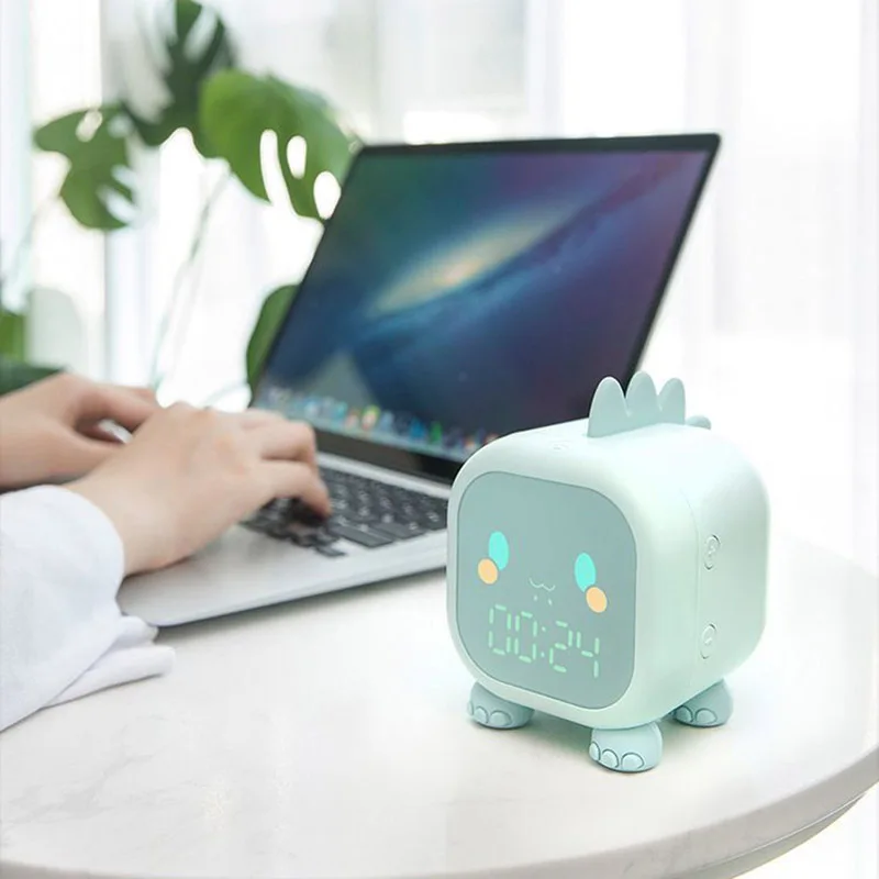Xiaomi Led Cartoon Alarm Clock Voice Control Timed Night Light Kids Sleep Training Desktop With Temperature Display | Бытовая техника
