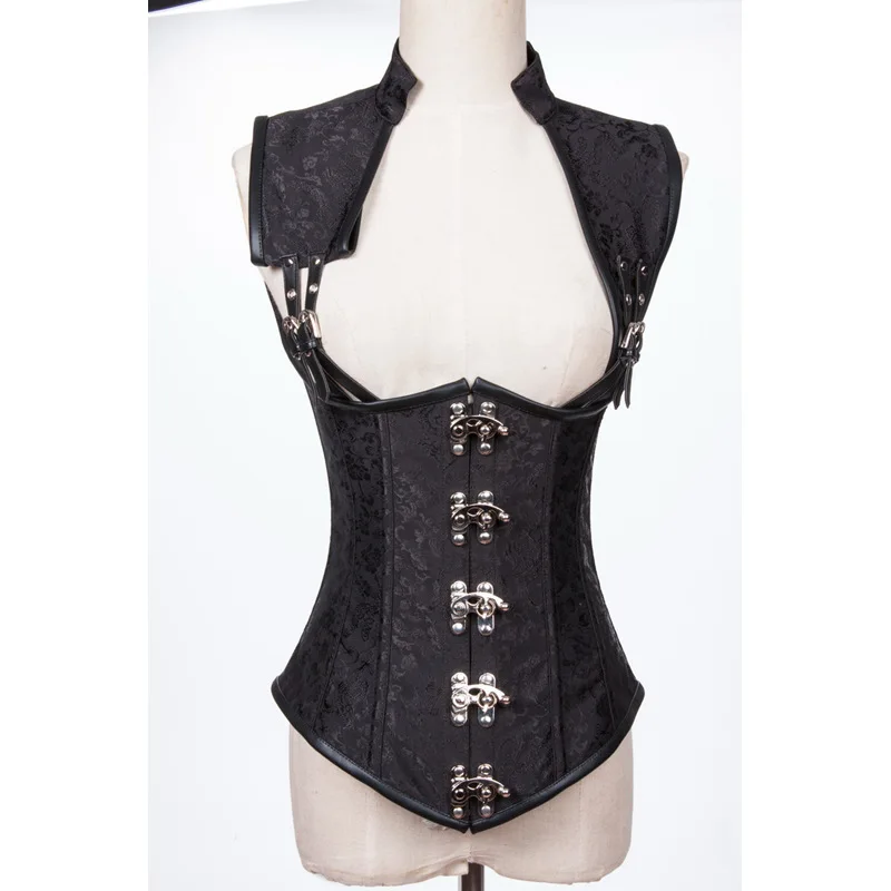 Женский Готический корсет в стиле стимпанк коричневые стальные косточки